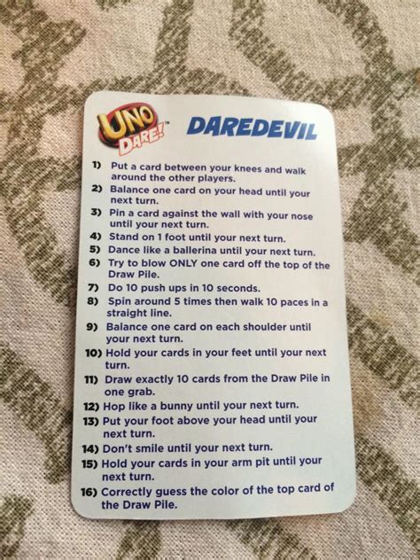 The UNO Dare Rules And Cards